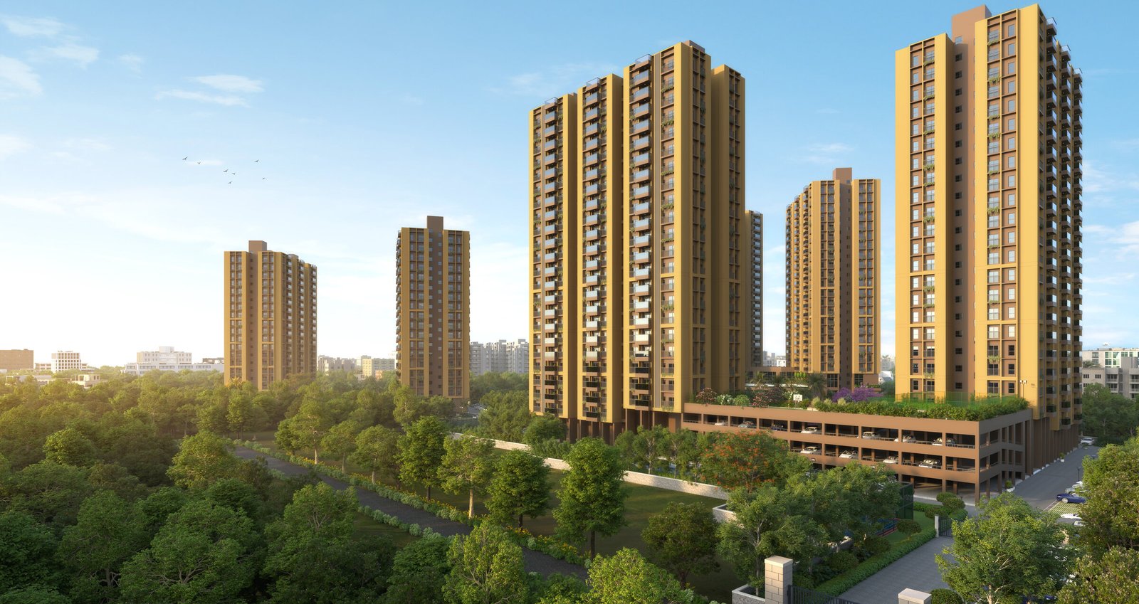 Official artistic impression of Srijan Orizon luxury residential towers on Southern Bypass, Kolkata